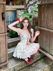 Hnewly Beach Floral Mini Dress Women Casual 2000s Vintage Y2k Clothing Outwear Even Party One Piece Dress Korean Fashion 2024 Summer