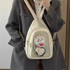 Hnewly Anime Ita Bag Fits 20cm Doll Women Leather Spacious Backpack Ladies Multifunctional Transparent Crossbody Purse New