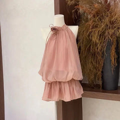 Hnewly Summer Gentle Hanging Neck Dress Women's Short Skirt Sleeveless A-line Skirt