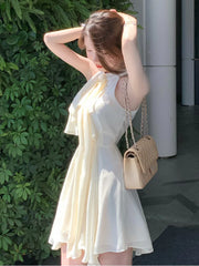 Hnewly Elegant Sleeveless Y2k Mini Dress Women Beach Style Office Lady One Piece Dress Korean Fashion 2000s Vintage Clothing Even Party
