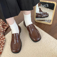 Hnewly FALL OUTFITS Loafers Women jk Uniform Shoes Uwabaki Japanese JK Round Toe Women Girls School Students mary janes Lolita Brown Cosplay Shoes
