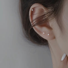 Hnewly Simple Tibetan Cute Love Heart CZ Zircon Mini Small Stud Earrings Birthday Piercing Women Pendiente Plata Jewelry Gift