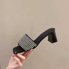 Hnewly Woman Slippers Square Toe With Heel Slides Chic and Elegant Shoes for Women Top Designs H Sandal Wholesale Sandals On Promotion