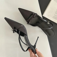 Hnewly Spring Sexy Pointed Toe Buckle Strap Women Pumps Sandals Thin High Heels Party Stripper Dance Mules Ladies Shoes