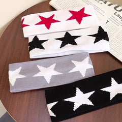 Hnewly 1pc Star-shaped Knitted Wide Headband – INS Trendy Hip-hop Sports Hair Accessory for Men and Women