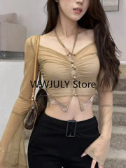 Hnewly spring birthday outfit Red Basic 2 Piece Set Woman Slim Casual Blouse Office Lady Outfit Sexy Y2k Crop Tops Korean Fashion Clothing Chic Summer
