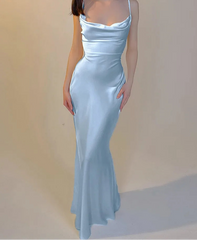 Hnewly Elegant Satin Slips Backless Solid Bandage Sexy Bodycon Maxi Dress Summer Women Clothes Evening Party Birthday Vacation