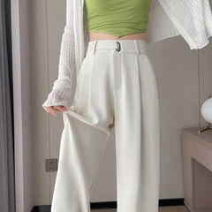 Hnewly Summer Women's Casual Pants Wide Leg Pants Elegant Office Lady New Solid Autumn High Waist Loose Trousers Female