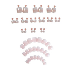 Hnewly 48pcs Hand & Foot Two-Piece set White French style Fake Nails With Square Shape Simple Press On Nails False Toe Nail