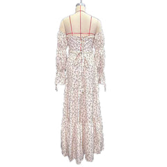 Hnewly Boho Floral Maternity Dress Off-Shoulder Long Sleeve Pregnancy Gown Photoshoot Baby Shower Elegant Maternity Photography Dress