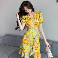 Hnewly Female Dress Beach Women's Dresses Short Sleeve Midi Cheap Casual Elegant Chic Curvy Vintage Pretty Y2k 2025 Fashion Youth Party