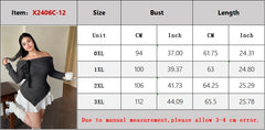 Hnewly New Sexy Off-The-Shoulder Front Tie-Up Sweater Plus Size One-Shoulder Slim Fit Top Fashion AllMatch Autumn Women's Clothing Sale