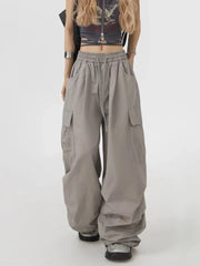 Hnewly Streetwear Y2K Cargo Pants Women Vintage Harajuku High Waist Wide Leg Trousers Casual Loose American Bf Retro Hip Hop Pant