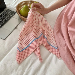 Hnewly Fashion Korean-style Women's Scarf Fresh And Simple Retro Small Square Scarves Purple Color Floral Artistic Headscarves