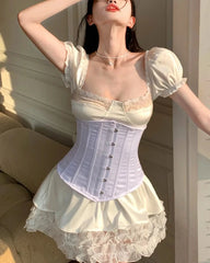 Hnewly DRESS TO IMPRESS Summer Sexy Party Dress Women French Vintage A-line Puff Sleeve Casual Dresses Female Elegant Design Chic Lace Mini Dresses