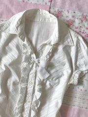 Hnewly Y2k Tops T shirt 90s Vintage Clothes Women White Punk Slim Bow Aesthetic Lace Harajuku Girl Tees Crop Top Femme Short Sleeve Tee