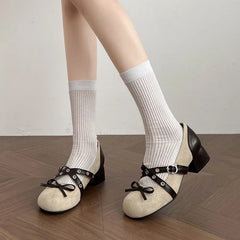 Lunivop Retro Round Head Head Mary Jane Shoes Women's Spring Design Thick Heel Shoes New Female Butterfly Knot Buckle Party Pumps