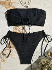 Hnewly XS - XL Bandeau Wrinkled High Cut Bikini Women Swimwear Female Swimsuit Two-pieces Bikini Set Shell Bather Bathing Suit Swim