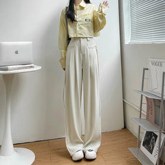 Hnewly Wide Leg Pants Ivory Womens Summer Linen Patchwork Wide-Legged Boho Young Lightweight Draped Resort Airy Trousers Highstreet Y2K