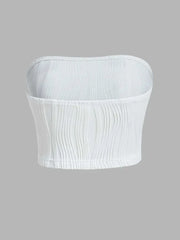 Hnewly Women Summer Strapless Crop Tube Top Sexy Y2K Clothes Sleeveless Off The Shoulder Tank Top Streetwear Club Party