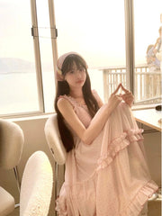 Hnewly French Elegant Chiffon Dress Beach Style Sleeveless Sweet Fairy Summer Even Party One Piece Dress Korean Fashion 2000s Vintage