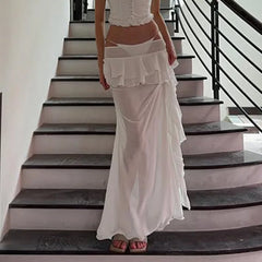 Hnewly Summer Perspective Sexy Lotus Leaf Edge Splicing Long Dress