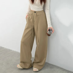 Hnewly Korean Fashion Wide Leg Trousers Women Chic Drawstring High Waist Baggy Pants Woman Streetwear Loose Warm Sport Pants Female