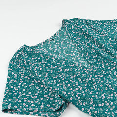 Hnewly Short Sleeve Floral Print Chic Women Dress Bandage Chic Vacation Casual Summer Dress Chiffon 2025 New High Wasit Female Clothing