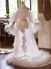 Hnewly Pink Shawl Mopping The Floor Handmade DIY Accessories Fairy Photography Elegant Mesh Ruffles Evening Gown Trailing