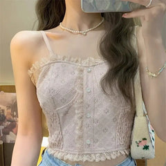 Hnewly Lace Suspender Vest Summer Fashionable Breast Pad Tube Top for Women
