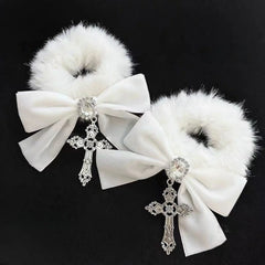 Hnewly 1PC Star Candy Autumn & Winter New Arrival, Japanese Dolly Kei Mass-Produced Style Plush & Exquisite Velvet Bow Hair Tie, Black
