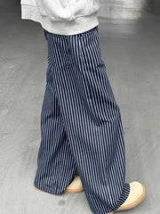 Hnewly Vintage Blue Striped Jeans Women Casual High Waist Loose American Denim Pants Harajuku Streetwear Bf Hip Hop Wide Leg Pants