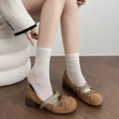 Lunivop Retro Round Head Head Mary Jane Shoes Women's Spring Design Thick Heel Shoes New Female Butterfly Knot Buckle Party Pumps