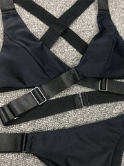 Hnewly Sexy Adjustable Buckle Bandage Vevlet Bikini Women Swimsuit Female Bikinis Swimwear Two Pieces Bikini Set Bathing Suit Swim