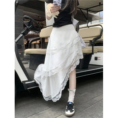 Hnewly Women's Summer Skirt Irregular Cake Skirt Medium length Skirt