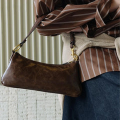 Hnewly Spicy Girl Design Underarm Bags for Women New Style Vintage Soft PU Leather Single Shoulder Crossbody Bag with Phone