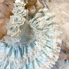 Hnewly Original Sweet Exquisite Princess Style Prom Dresses New Women's Slim Fit Elegant Lace Rose Mini Halter Dress Lolita Dress
