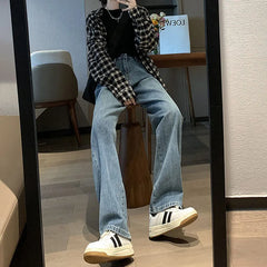 Hnewly Women's High Waist Wide Leg Jeans Summer Thin Vintage Straight Leg Pants Fashionable Floor Mopping Jeans