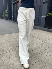 Hnewly Drawstring Raw Hem White Straight Long Pants Sweet Cute High Waist Raw Hem Trousers Summer Casual Sport Sweatpant Chic