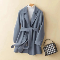 Hnewly Women's Double Sided woolen Jacket, Short, Thick, Korean Fit, Suit Collar, Woolen Coat, Warm, Winter, spring,autumn