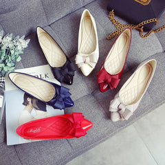 Lunivop Summer Fashion Women's Flat Shoes Red Woman Flats Casual Loafers Soft Slip On Bow-knot Pointed Toe Daily Flat Big Size 43
