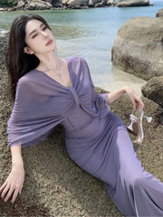 Hnewly Sexy Spaghetti Strap Women's Mermaid Dresses Summer French Elegant Slash-Neck Slim Fit Dress Party Prom Holiday Fashion Vestidos