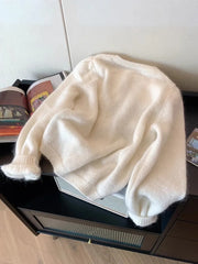 Hnewly Elegant Hollow Out O-neck Sweater Soft Short Knitted Cardigan Women's Spring Autumn 2025 New Korean Long Sleeved Jacket