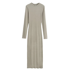 Hnewly Midi dresses for women Winter dress sexy knitted dresses elegant bodycon dress knit vintage clothes long sleeve dress black