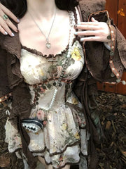 Hnewly Bohemian Style Irregular Camisole Vest Dress for Women+ Y2k Long Sleeve Loose Cardigan 2025 Spring New Two Piece Sets