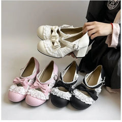 Lunivop Sweet Design Girl Thick Heel Women JK Mary Jane Shoes Butterfly-knot Chunky Lolita Shoes Spring Women Elegant Party Dress Pumps