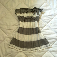 Lunivop Euramerican Sweet Draped Bow Strapless A-line Tops Y2k Aesthetic Constrast Color Striped Camisole Harajuku Punk Girl Tops
