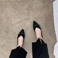 Hnewly Pointed Toe With Bow Shoes for Women High Quality Fashion Spring Comfortable and Elegant Trend Beau Today Y2k Woman Flats