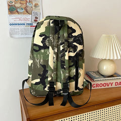 Lunivop Camouflage Backpacks For Women Large Capacity Waterproof Nylon School Bags Unisex Graffiti Leisure Or Travel Bags Green Satchels