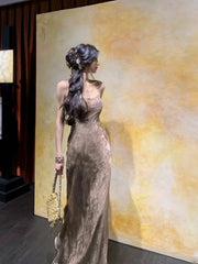 Hnewly Elegant Vintage Midi Dress Women Sleeveless Strap Dress Even Party 2000s Y2k Clothing Korean Fashion Beach Style Bodycon Sexy